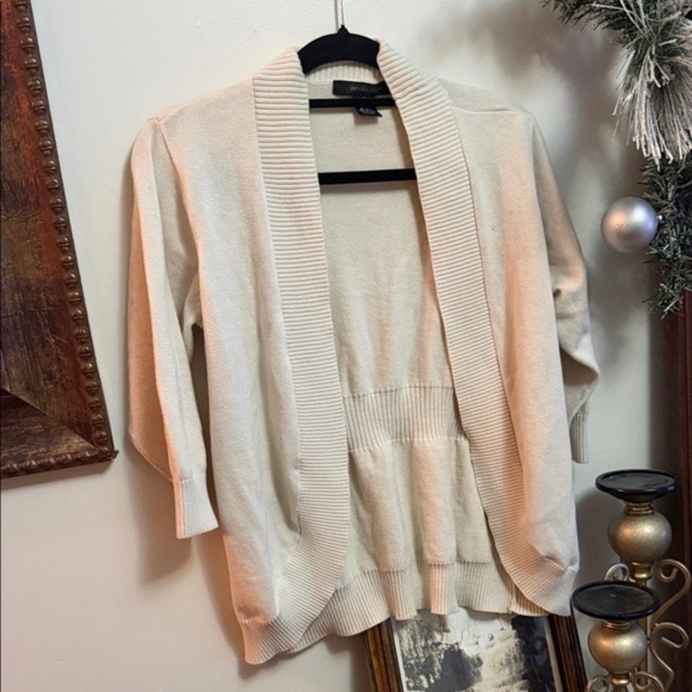 89th & Madison Women's Cream Open Front Cardigan